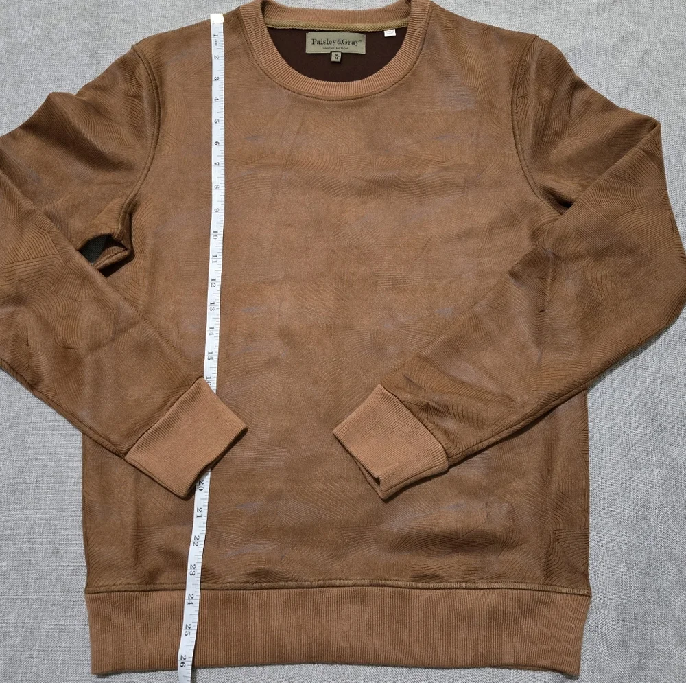 Paisley & Gray Mens Slim Fit Crewneck Sweater Brown Geometric Pattern Sz Medium - Picture 8 of 8